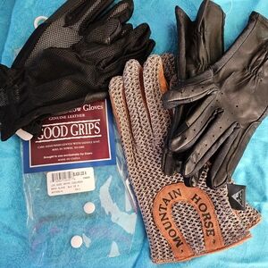 Mountain Horse Brown Knit & Black Leather Riding, Driving, Sport Glove Set
